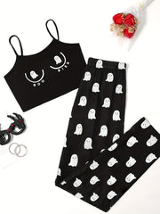  Ghost Print Pajamas Set for Women