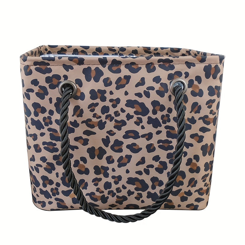 Leopard Grain Printed Handbag Waterproof Lightweight Beach Bag Large Capacity
