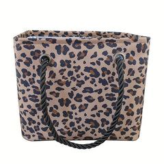 Leopard Grain Printed Handbag Waterproof Lightweight Beach Bag Large Capacity