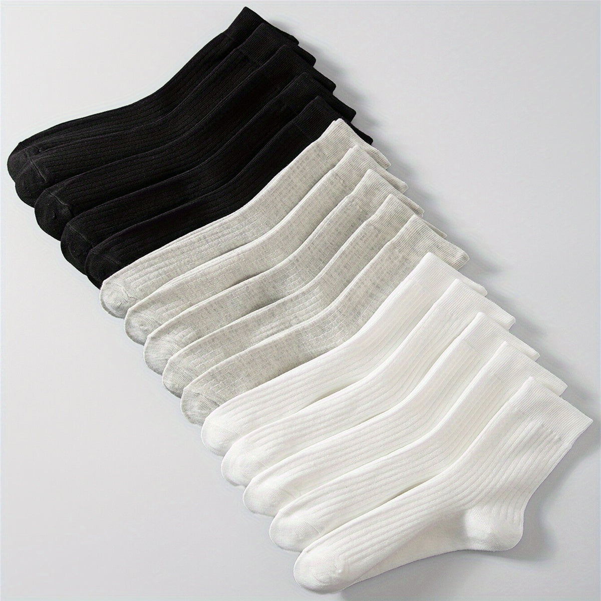 15 Pairs Solid Socks Breathable & Comfy All-match Women's Stockings Hosiery