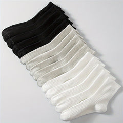 15 Pairs Solid Socks Breathable & Comfy All-match Women's Stockings Hosiery