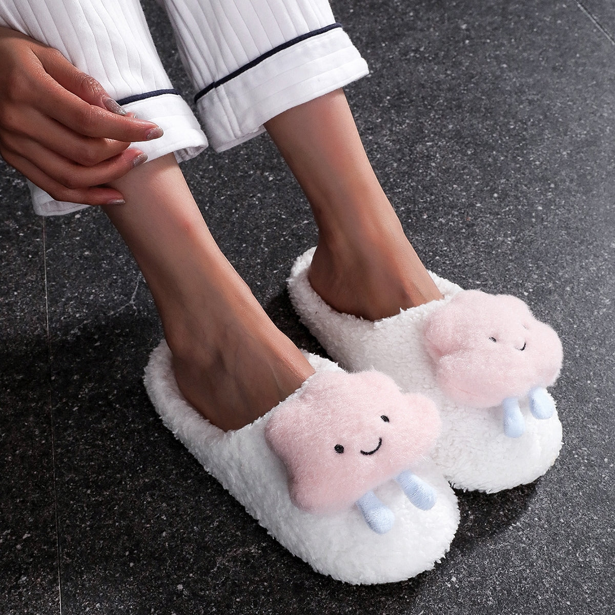 Cloud Plush Slippers, Cartoon Indoor Shoes