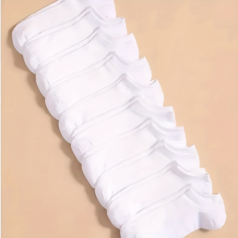10 Pairs Unisex Solid Lightweight Ankle Socks Women's Stockings & Hosiery
