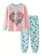 Girls Cartoon Pattern Pajama Set