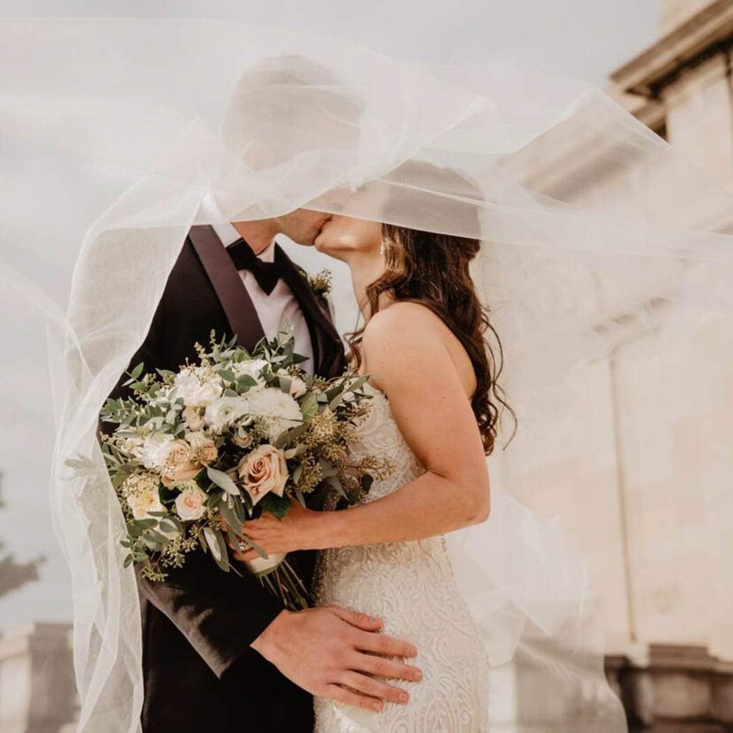 Bride's Fingertip Length Wedding Veil with Comb