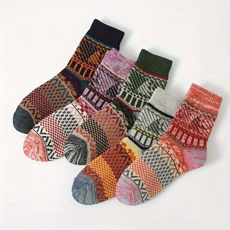 Geometric Pattern Mid Tube Socks Soft & Comfy Women's Stockings