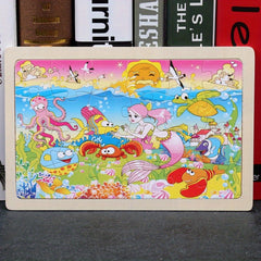 Wooden Animal Puzzle Set for Kids, 24 Pieces