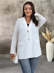  Solid Long Sleeve Button Blazer