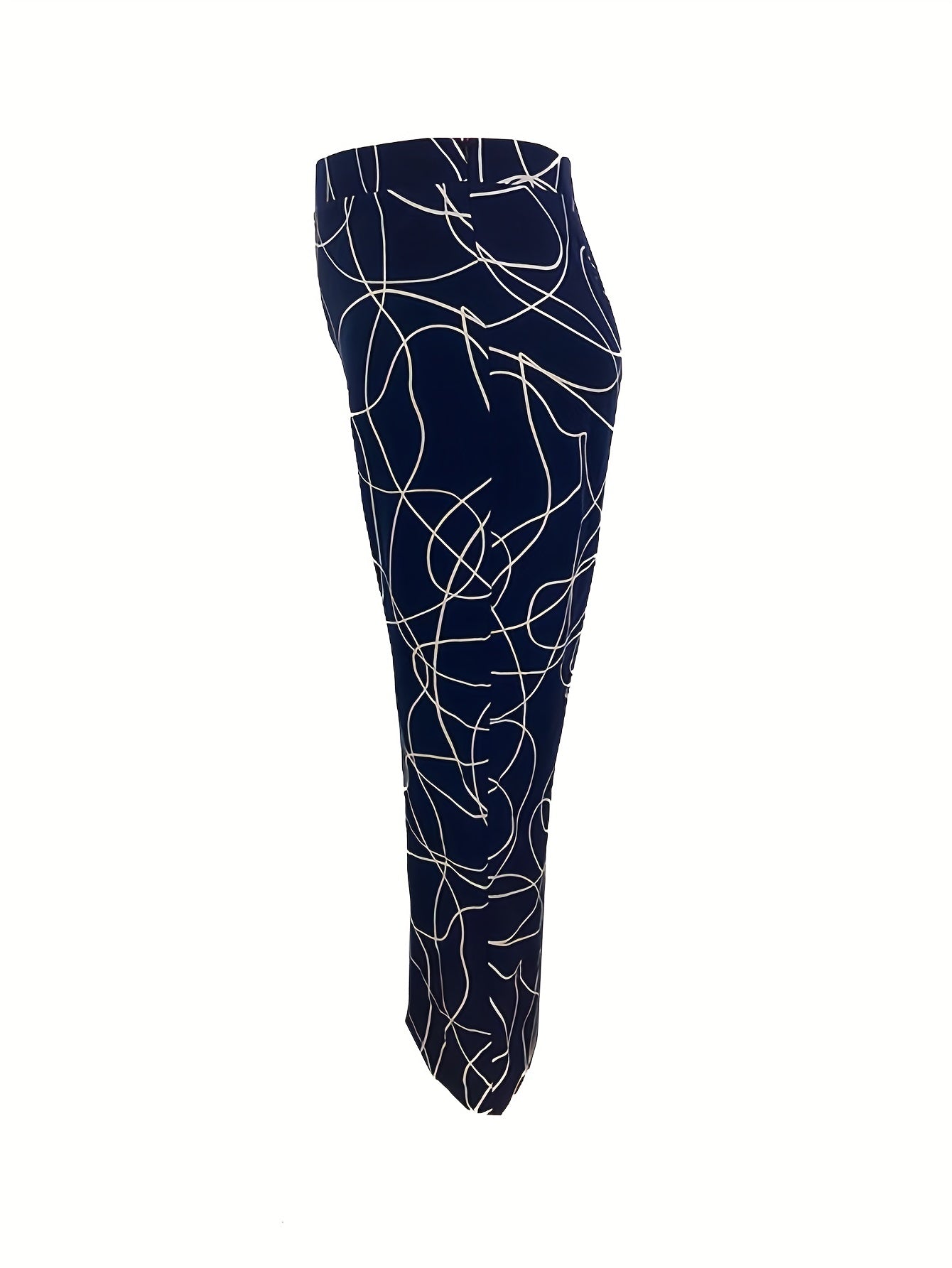  Abstract Stripe Print Wide Leg Trousers