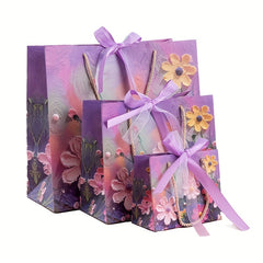 3D Flower Gift Bag Double Layer Yarn Bow Tote Bag