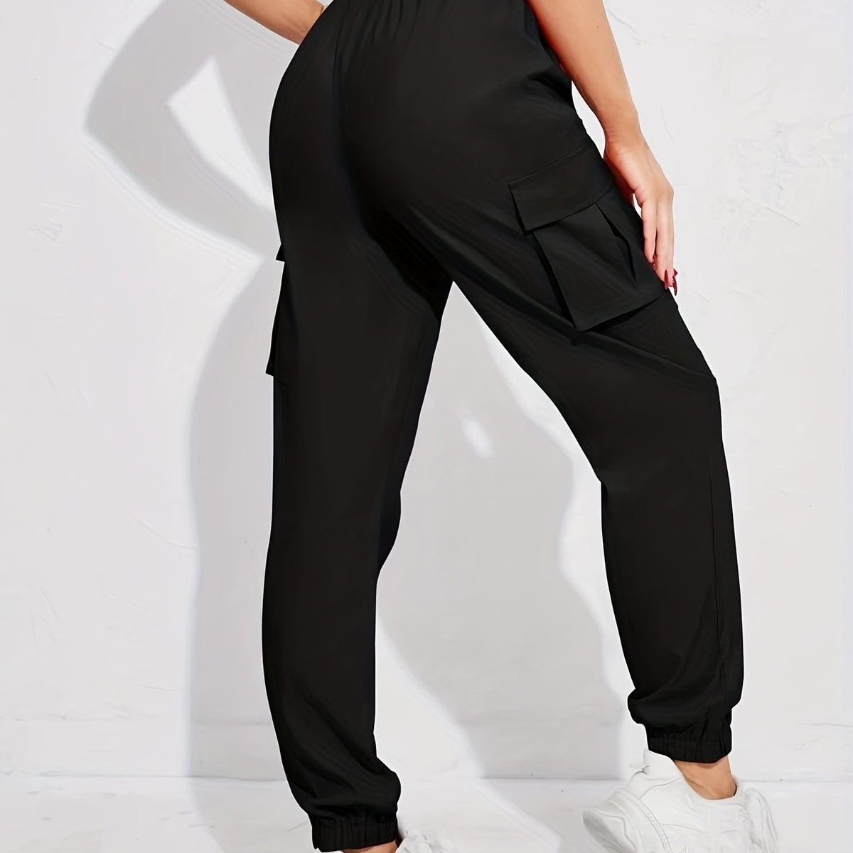 Casual Joggers Sweatpant Cargo Loose High Waisted Pants With Pockets