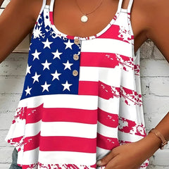  Independence Casual Tank Top with Flag Print