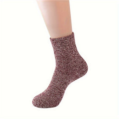 5 Pairs Women's Mid Tube Crew Socks Warm & Comfortable Stockings