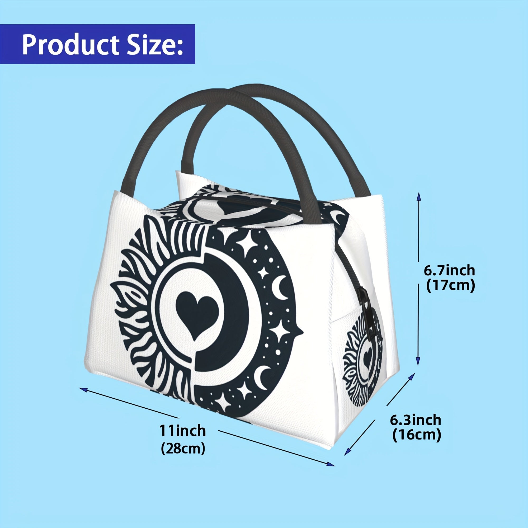 Heart Pattern Lunch Bag Insulated Thermal Cooler for Office School Picnics