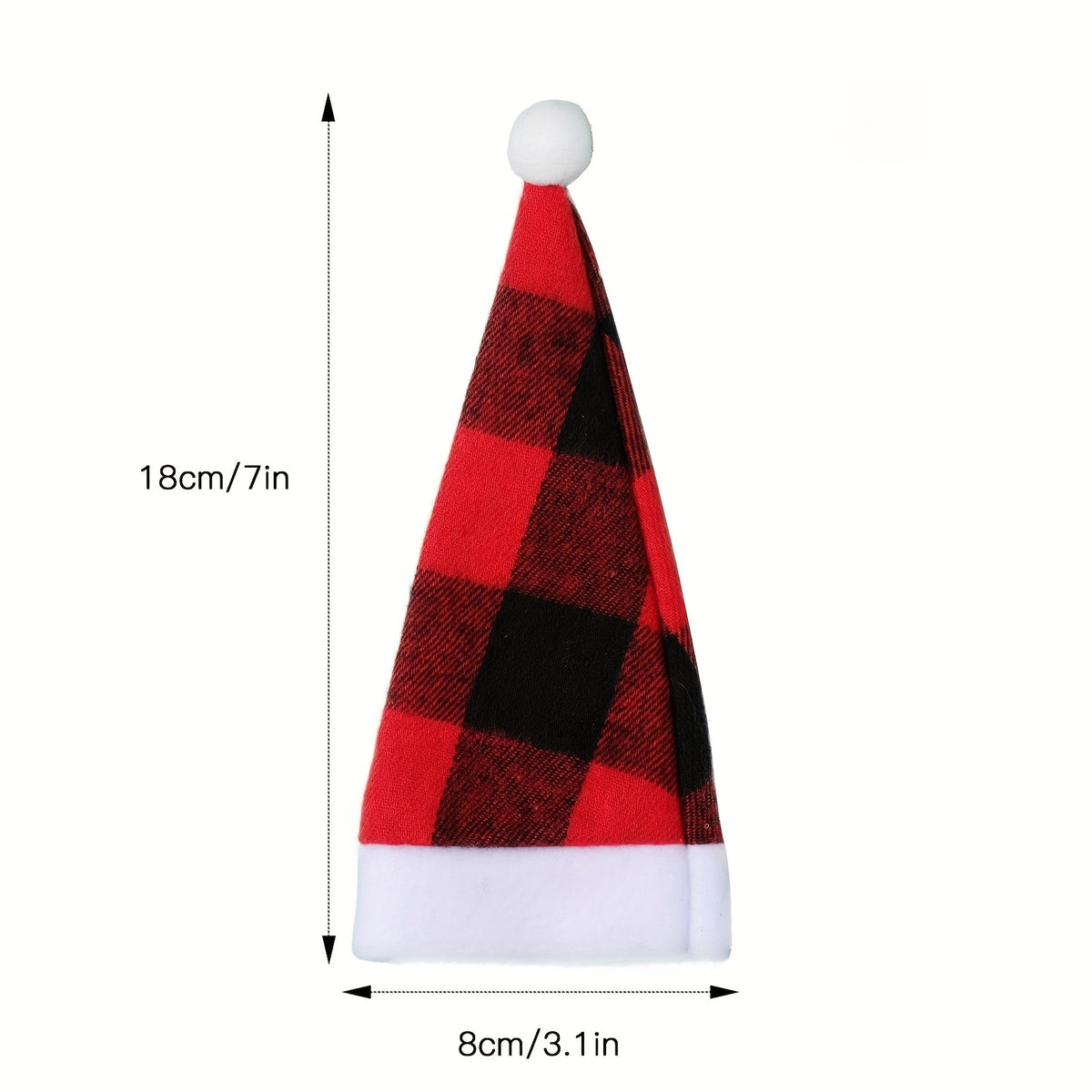 2pcs Christmas Props Red And Plaid Cloth Hats Mini Christmas Hat And Fork Set