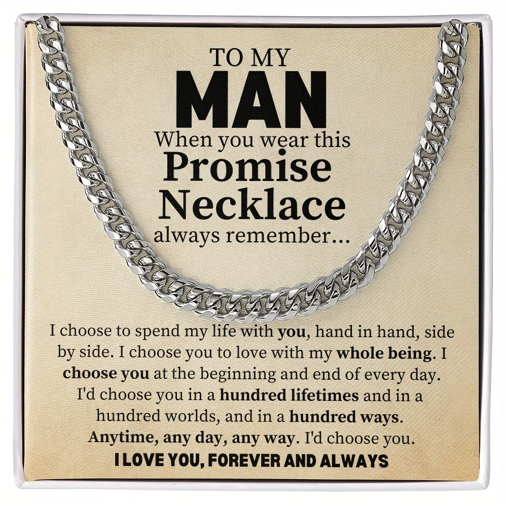 1pc Cuban Chain Necklace Gift For Boyfriend Promise Necklace For Him