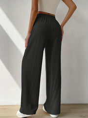 Women's Plus Solid Wide Leg Trousers High Rise Pockets