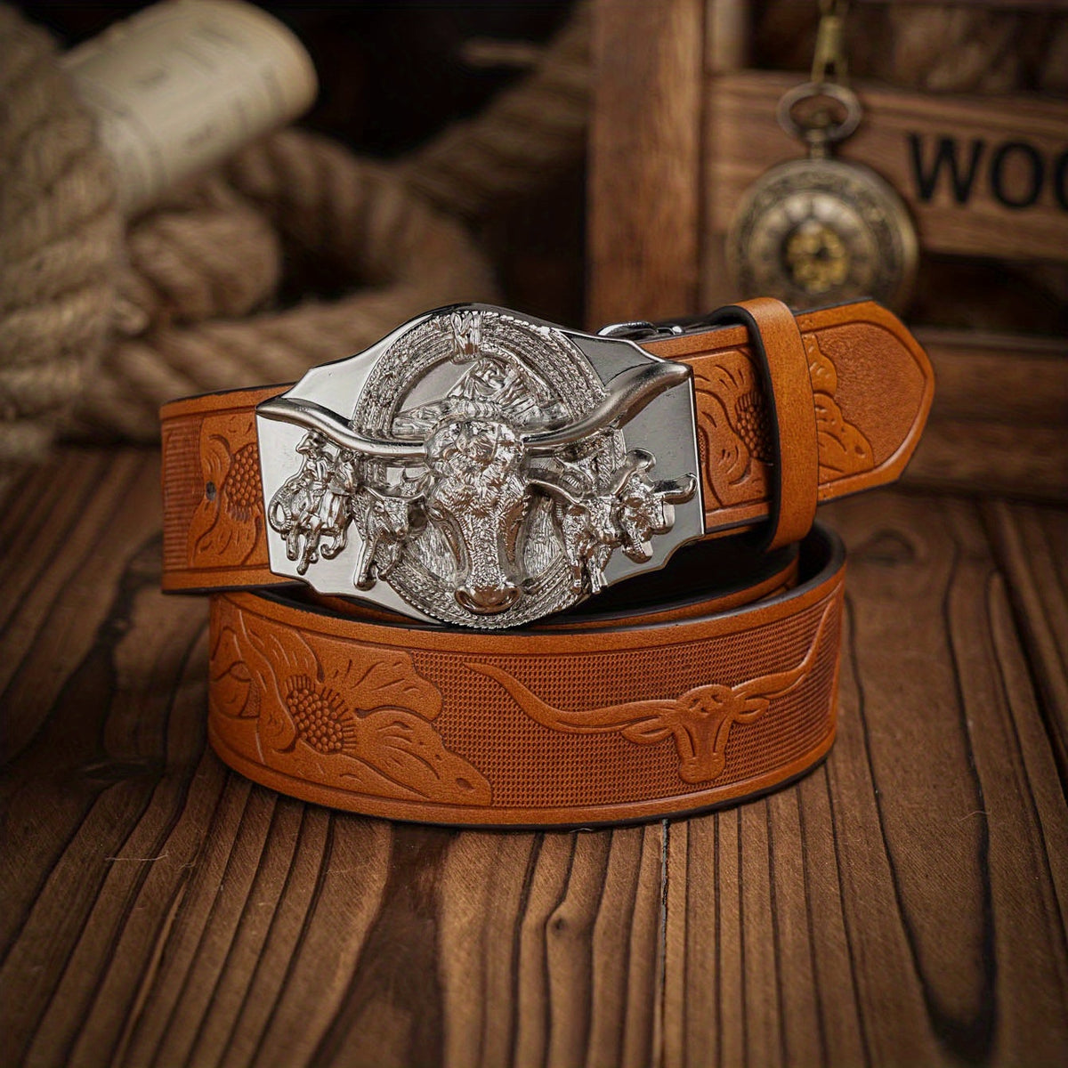Western Style PU Leather Belt For Men