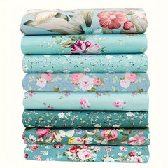 Floral Fabric Bundle Pre cut Patchwork Squares Quilting DIY Crafts 8pcs