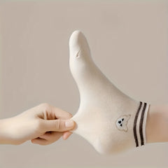 5 Pairs Stripe & Bear Print Low Cut Ankle Socks Women's Stockings