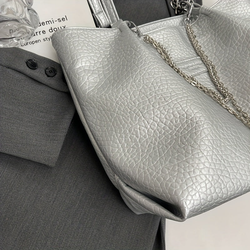 Lychee Pattern Tote Bag with Chain Decor