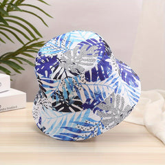 Leaf Print Men's Fisherman Hat Summer Outdoor Sun Protection Wide Brim Hat