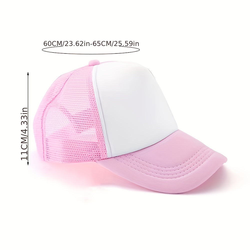 Heart Gesture Print Trucker Hat Y2K Pink Block Baseball Cap