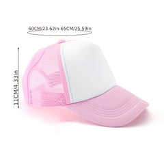 Heart Gesture Print Trucker Hat Y2K Pink Block Baseball Cap