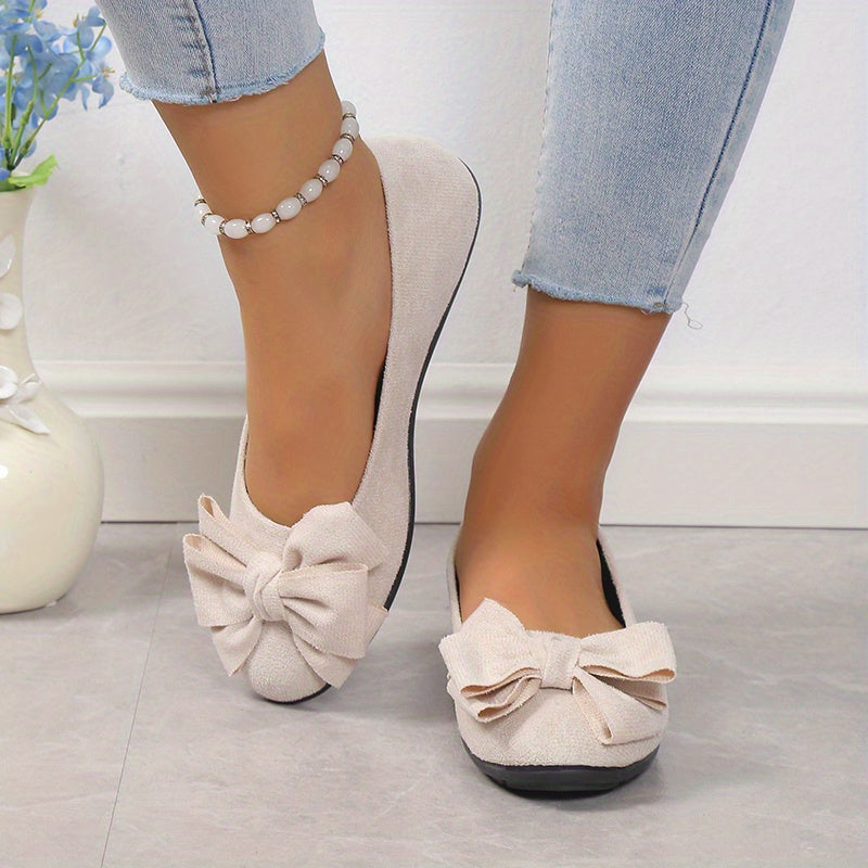 Women's Bowknot Ballet Flats Soft Sole Slip On Shoes
