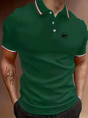 Men's Cat Graphic Polo Shirt Casual Button Up