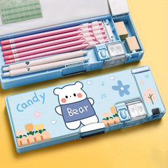 Large Capacity Double Layer Plastic Pen Box