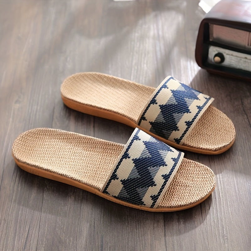 Women's Linen Fabric Slippers Indoor Lightweight Non Slip Slippers