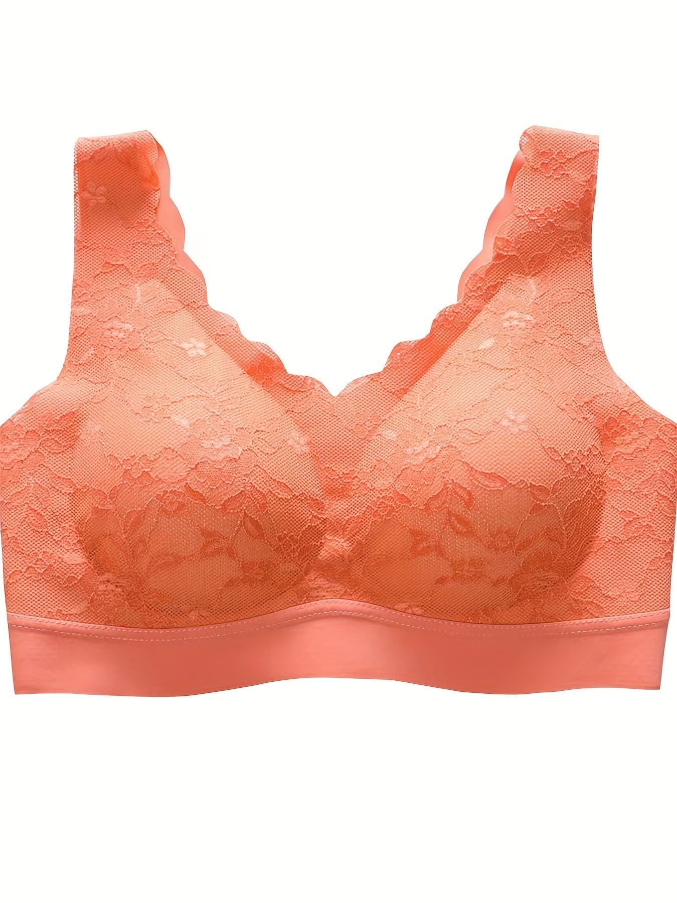 Lace Wireless Bra w/ Scallop Trim - Women's Lingerie