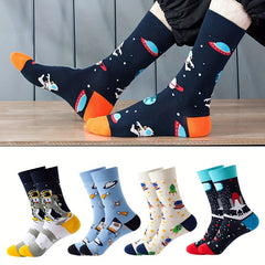 5 Pairs Cartoon Print Socks Soft Women's Mid Tube Stockings