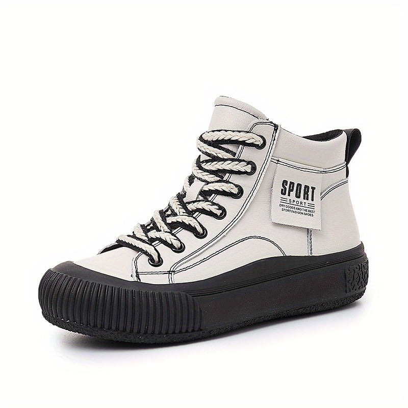 Women's Faux Leather Lace Up Sneakers Top Sport Shoes