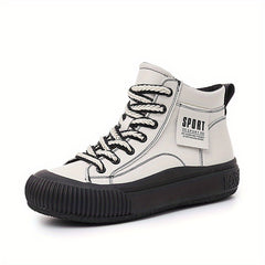 Women's Faux Leather Lace Up Sneakers Top Sport Shoes