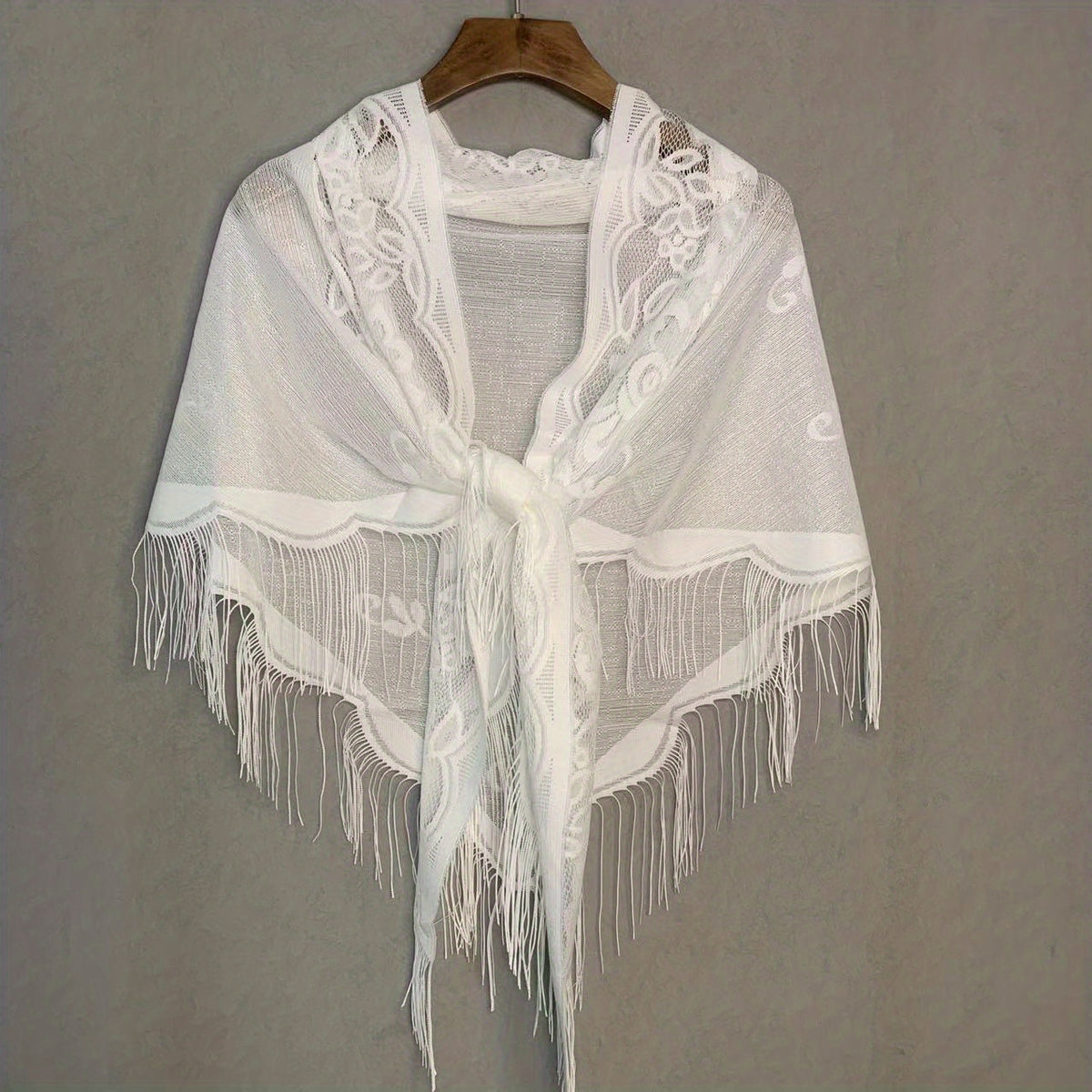 Classic Lace Veil Tassel Scarf Vintage Catholic Mantilla Head Covering