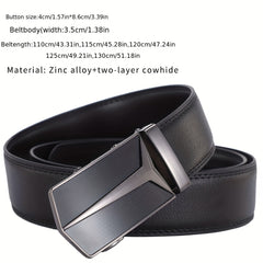 Men's Business Leather Belt with Automatic Buckle