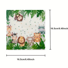 20pcs Jungle Safari Animal Print Napkins for Birthday Party