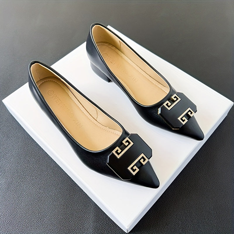 Women's Chunky Low Heels Pointed Toe Slip On Shoes