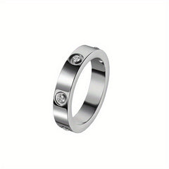 4mm Faux Diamond Ring Titanium Steel Couple Rings
