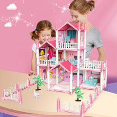 7 Room Pink Castle DIY Assembly Toy House for Girls 5-9 Years