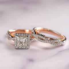 Men's Two Tone Zirconia Wedding Rings Set