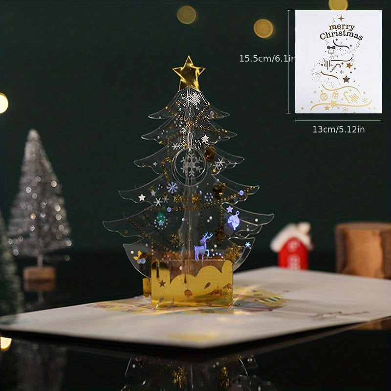 3D Christmas Greeting Card with Flashing Light Tree