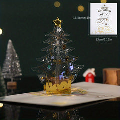 3D Christmas Greeting Card with Flashing Light Tree