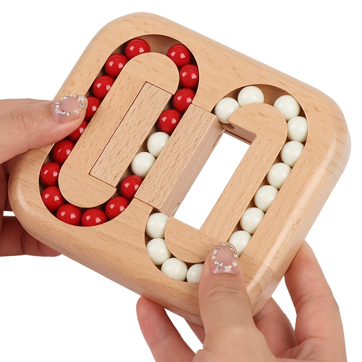 Wooden Bead Maze Game Puzzle Ring for Adults Brain Teaser Ball Track