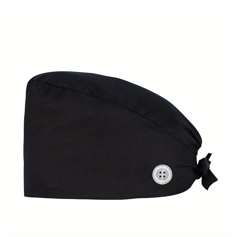 Floral Leopard Print Nurse Hat Elastic Lace Up Cap