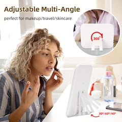 Travel Makeup Mirror With Lights 360 Adjustable Angle 2000mAh