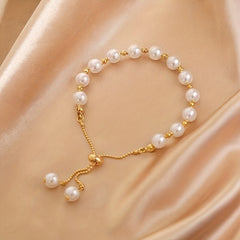 Faux Pearls Beaded Bracelet for Women - Hand Jewelry