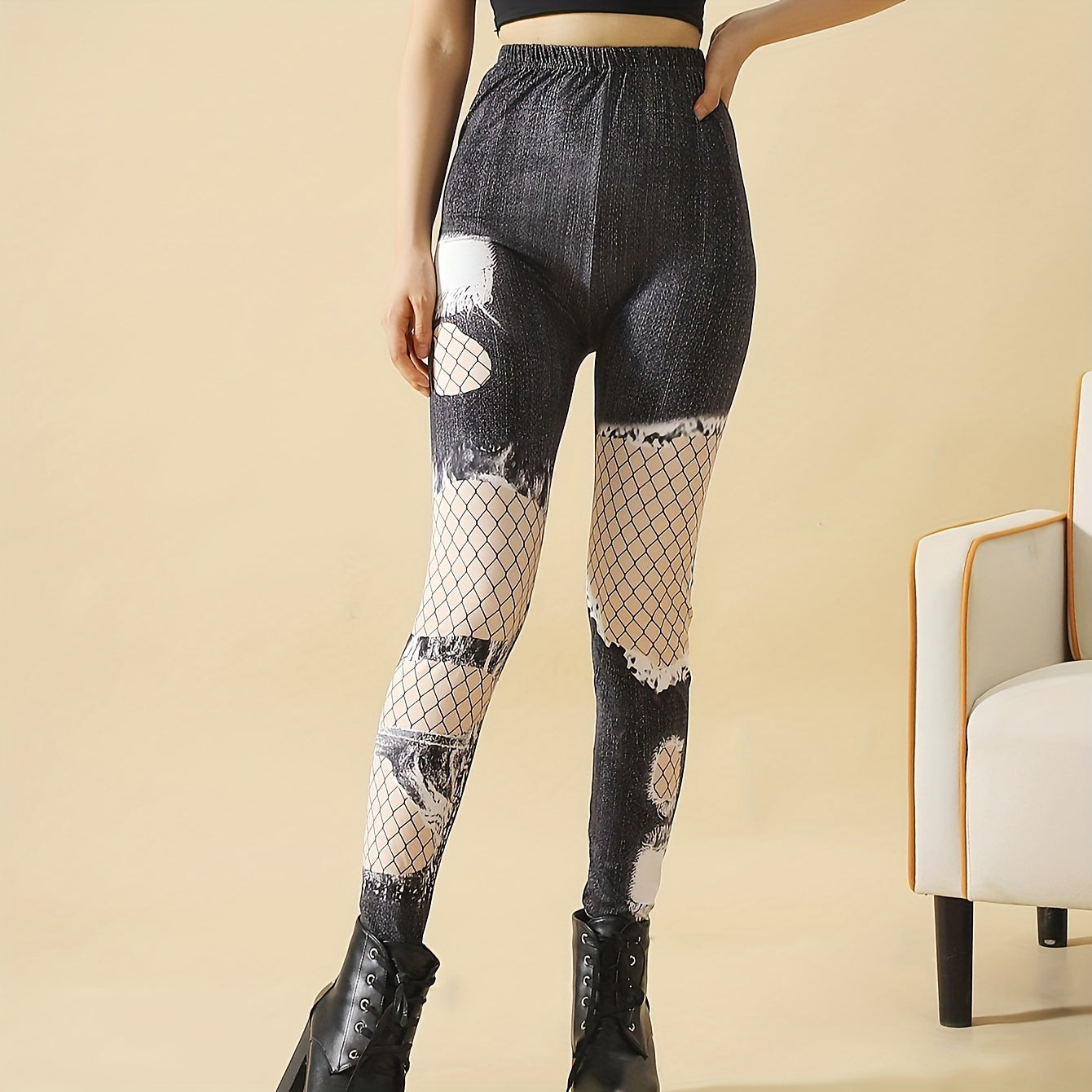 Fishnet Pattern High Waist Pantyhose Slim Stockings